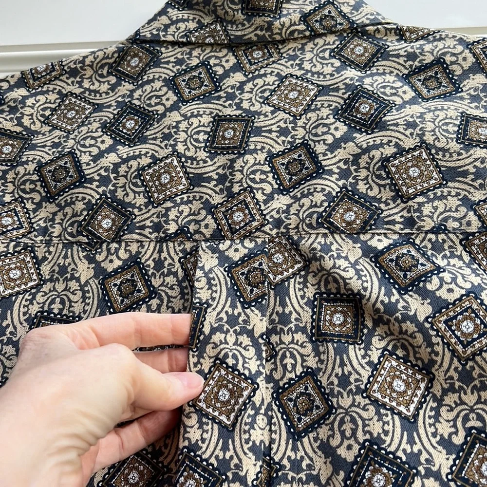 Brocade Stamp Flannel Cotton Men’s Shirt L - Picture 7 of 9